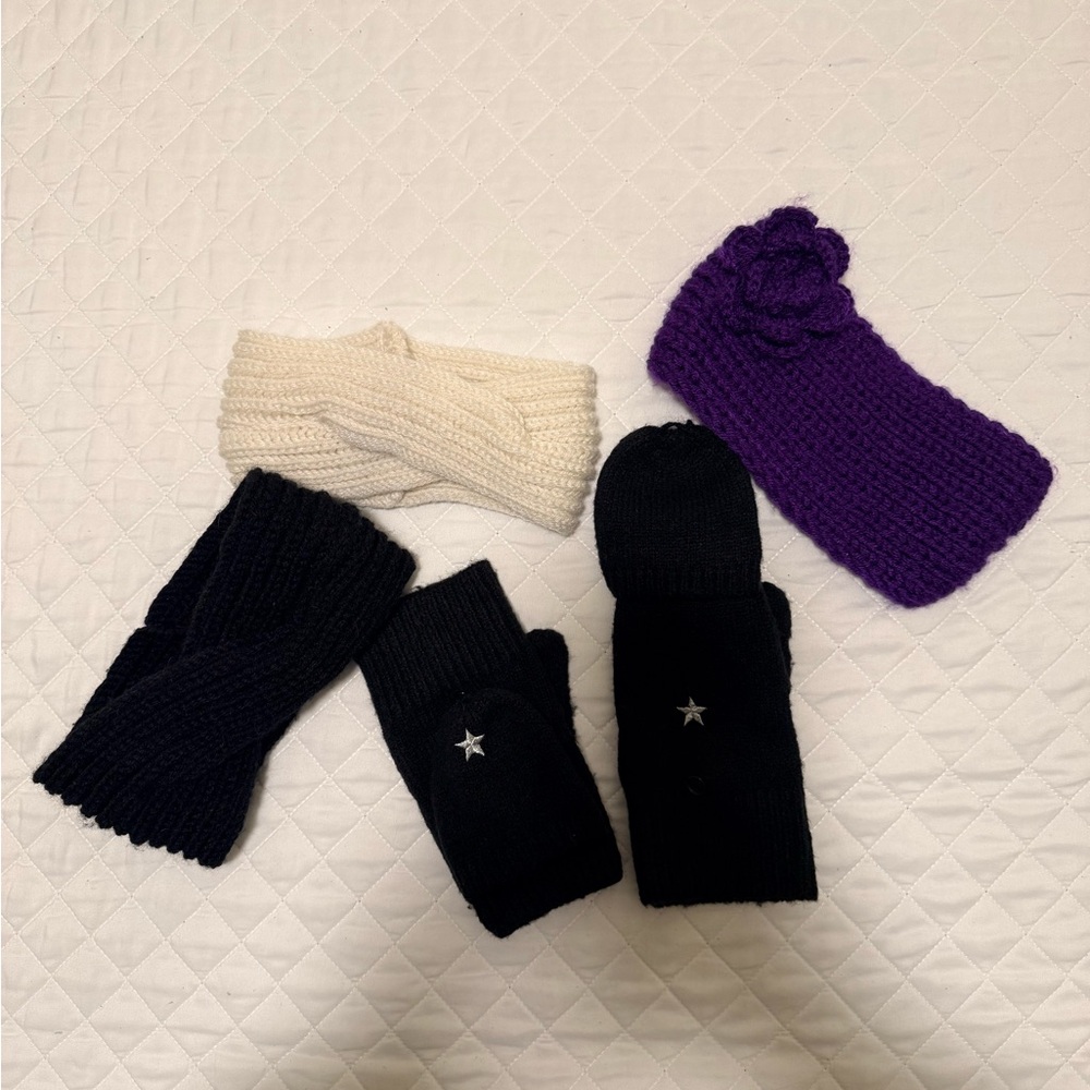 Cold weather Accessories Set - Black, White, Purple